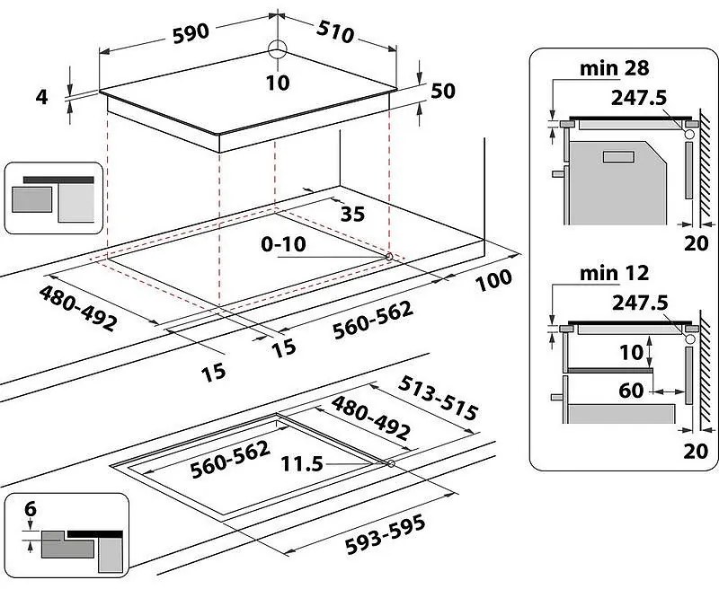 Plita vitroceramica incorporabila Whirlpool WL S7960 NE, 7200W, 4 zone, 18 trepte, FlexiCook, Timer, Inductie, Negru