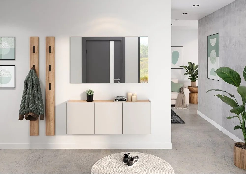 Dulap crem cu aspect de lemn de stejar suspendat 138x52x25 cm Libbiano – Germania