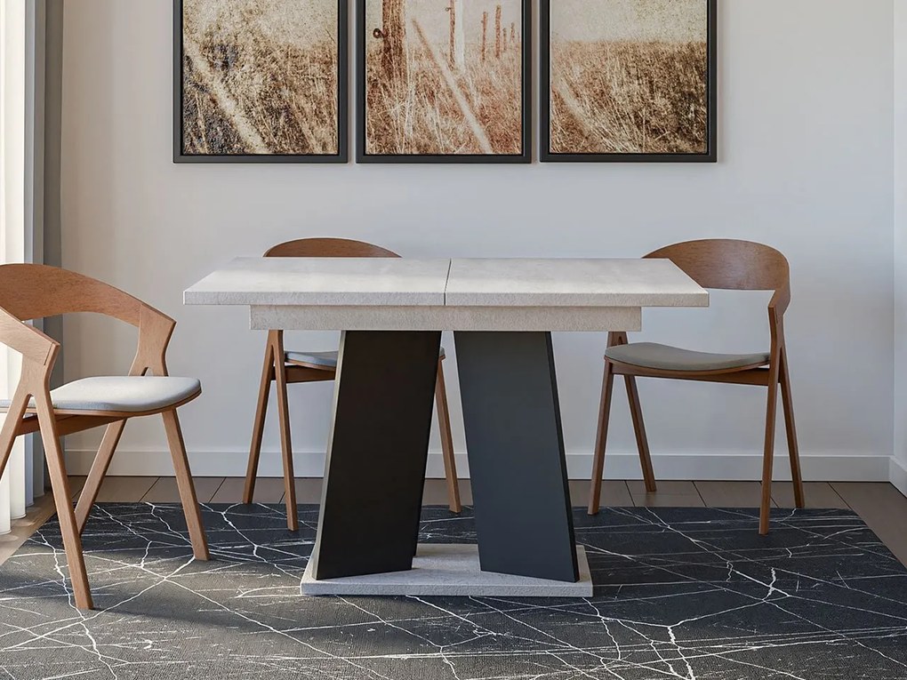 Masă sufragerie extensibilă 120 cm Jeremias (Gri + Negru) (pentru 4-6 persoane). 1105343