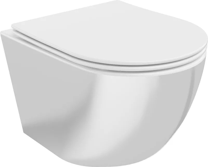Mexen Lena vas wc fără ramă cu capac de toaletă cu cădere lentă slim, duroplastic, alb/argintiu - 30224004