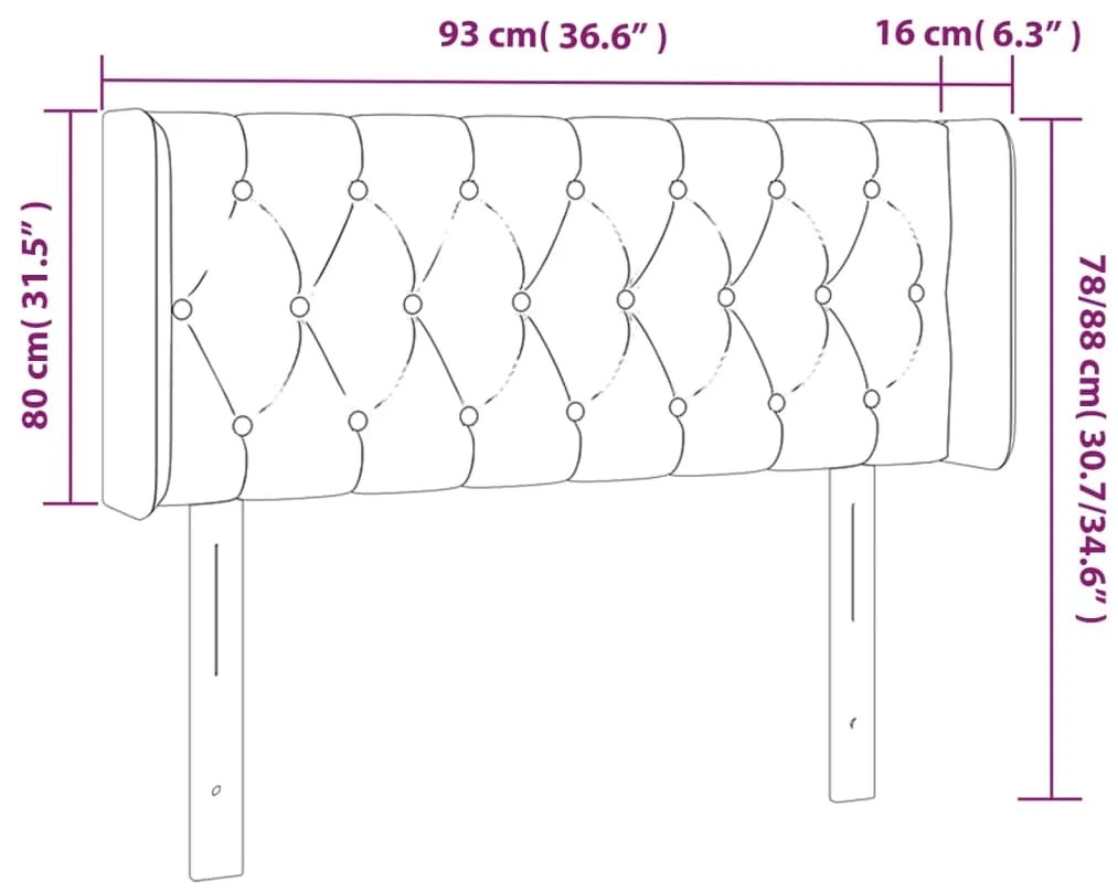 Tablie de pat cu aripioare gri inchis 93x16x78 88 cm catifea 1, Morke gra, 93 x 16 x 78 88 cm