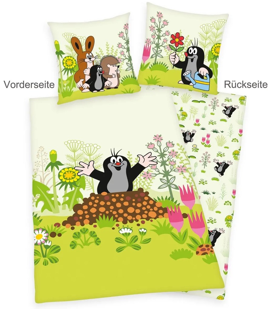 Lenjerie de pat din bumbac Herding Cârtițel, 135 x 200 cm, 80 x 80 cm