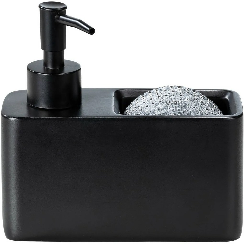 Dozator de detergent cu spațiu pentru burete Wenko Resa, negru,