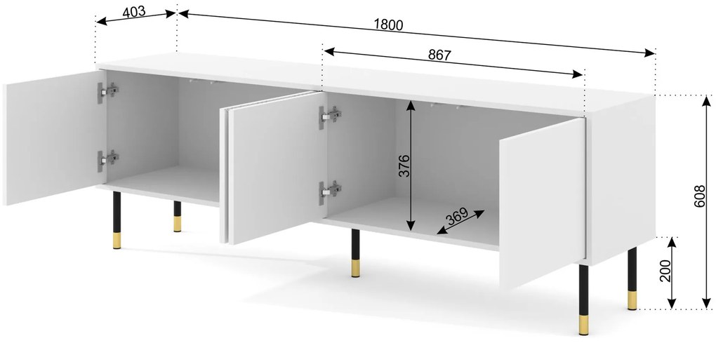 Masă TV 4D 180 Wenty (Negru + Nuc pacific + Auriu). 1125161
