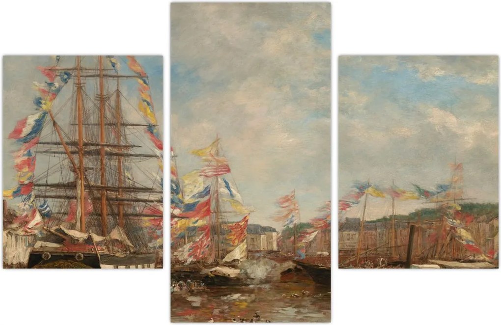 Tablou - Eugène Boudin, Festival in the Harbor of Honfleur, reproducere (90x60 cm)