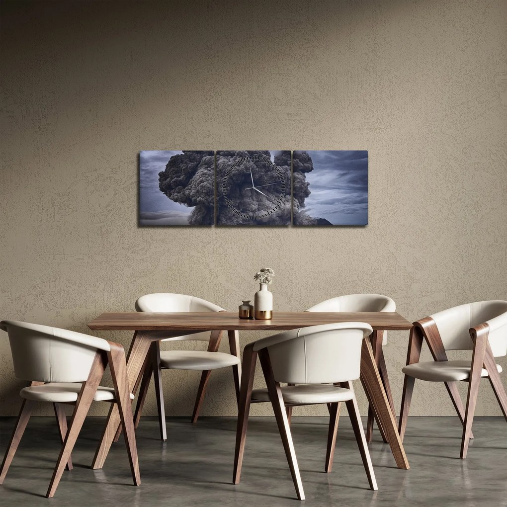 Tablou - Erupție vulcanică (cu ceas) (90x30 cm)