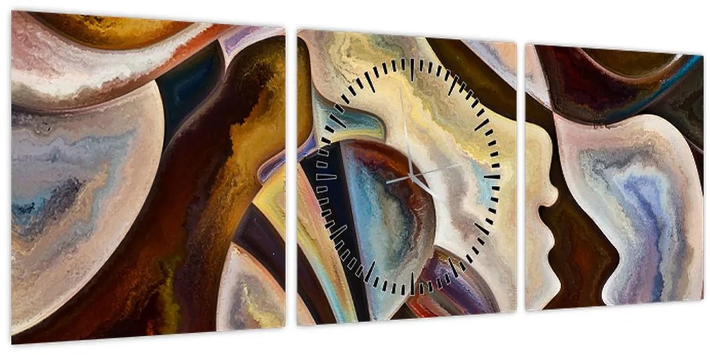 Tablou - Abstractizarea capetelor (cu ceas) (90x30 cm)