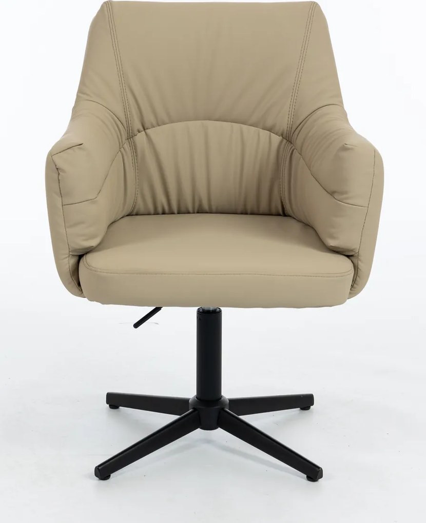 HR840CROSS Scaun Crem Piele Ecologica Premium Soft cu Bază Neagră