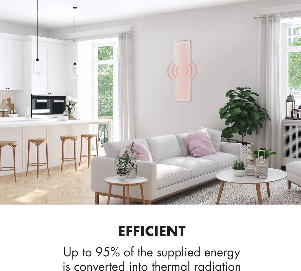 Klarstein Wonderwall 30, Încălzitor cu infraroșu, 30x100cm, 300W, Cronometru săptămânal, IP24