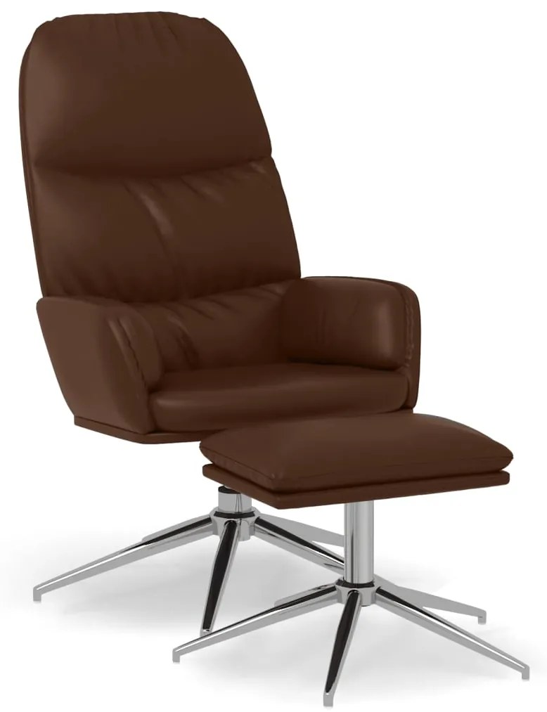 3097372 vidaXL Scaun de relaxare cu taburet, maro lucios, piele artificială