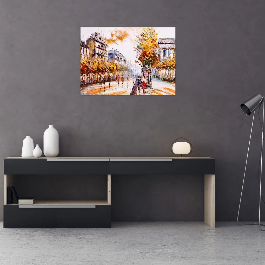 Tablou pe sticlă - Strada din Paris (70x50 cm)