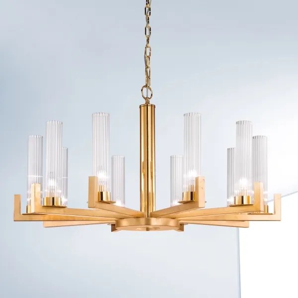Lustră pe lanț RAGGIO 10xE14/25W/230V 24K aurie Kolarz 6009.81030