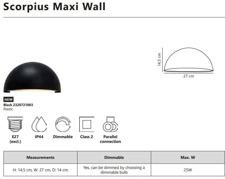 Aplica de perete iluminat exterior IP44 Scorpius Maxi Black