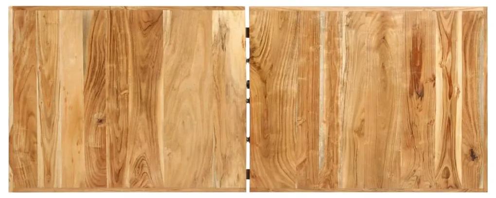 Set de bar 9 piese lemn masiv de acacia piele naturala si panza 9, lemn masiv de acacia