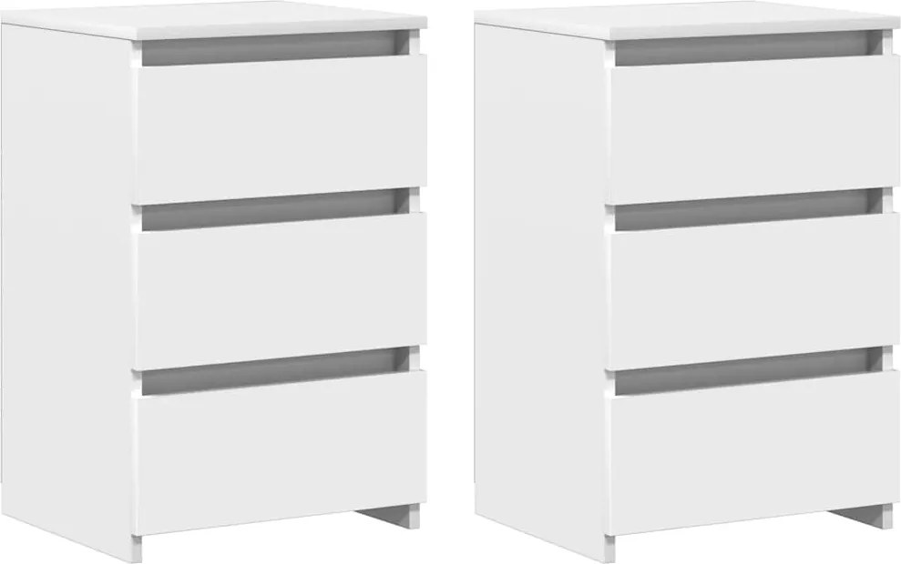 vidaXL Noptiere, 2 buc., alb, 40x35x62,5 cm, lemn compozit