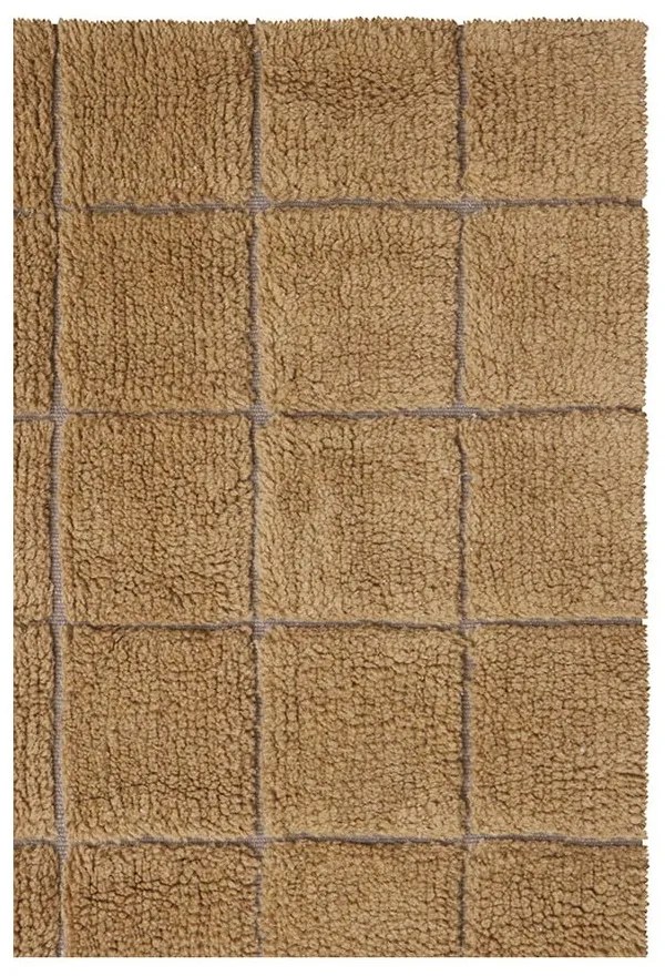 Covor tip traversă galben ocru țesut manual din lână 80x230 cm Mosaic Ochre – Lorena Canals