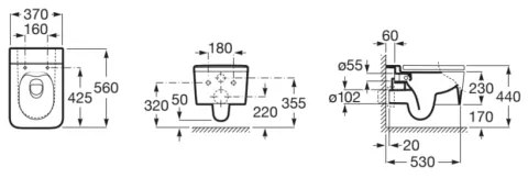 Roca A346537000 - Vas WC suspendat INSPIRA, ceramică, alb