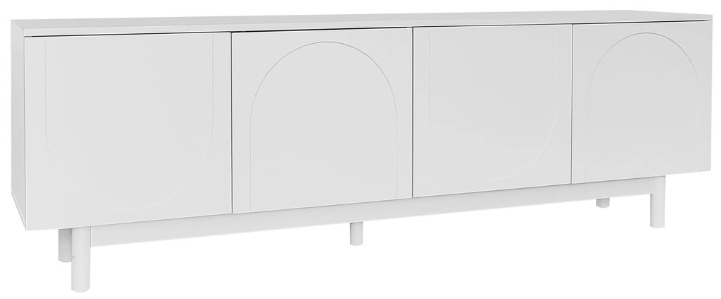 Comodă TV Elegant în Stil Luxos cu Uși Structurate și Rafturi Reglabile, 175x38x56 cm, Alb