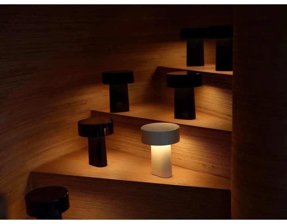 Veioză grej LED din plastic (înălțime 18 cm) Oblong – Zone