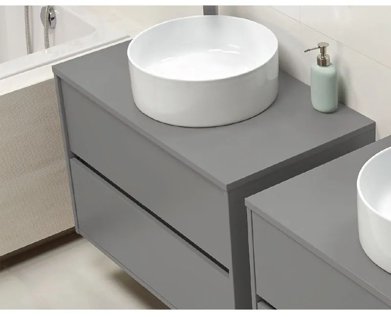 Dulap baie suspendat Cersanit Crea 80 pentru lavoar baie pe blat, gri