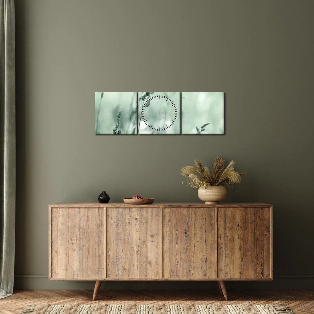 Tablou - Pajiște verde (cu ceas) (90x30 cm)