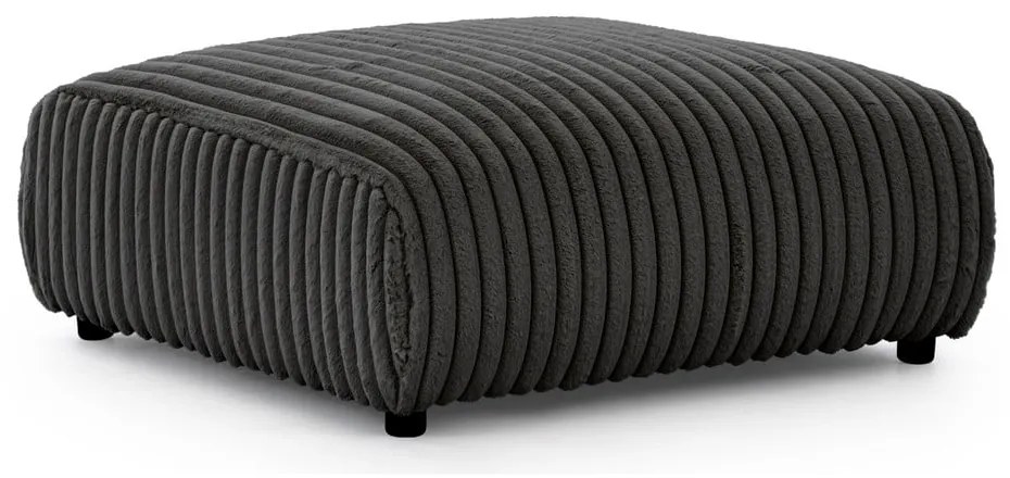 Taburet gri închis cu tapițerie din catifea reiată Justin – Ropez