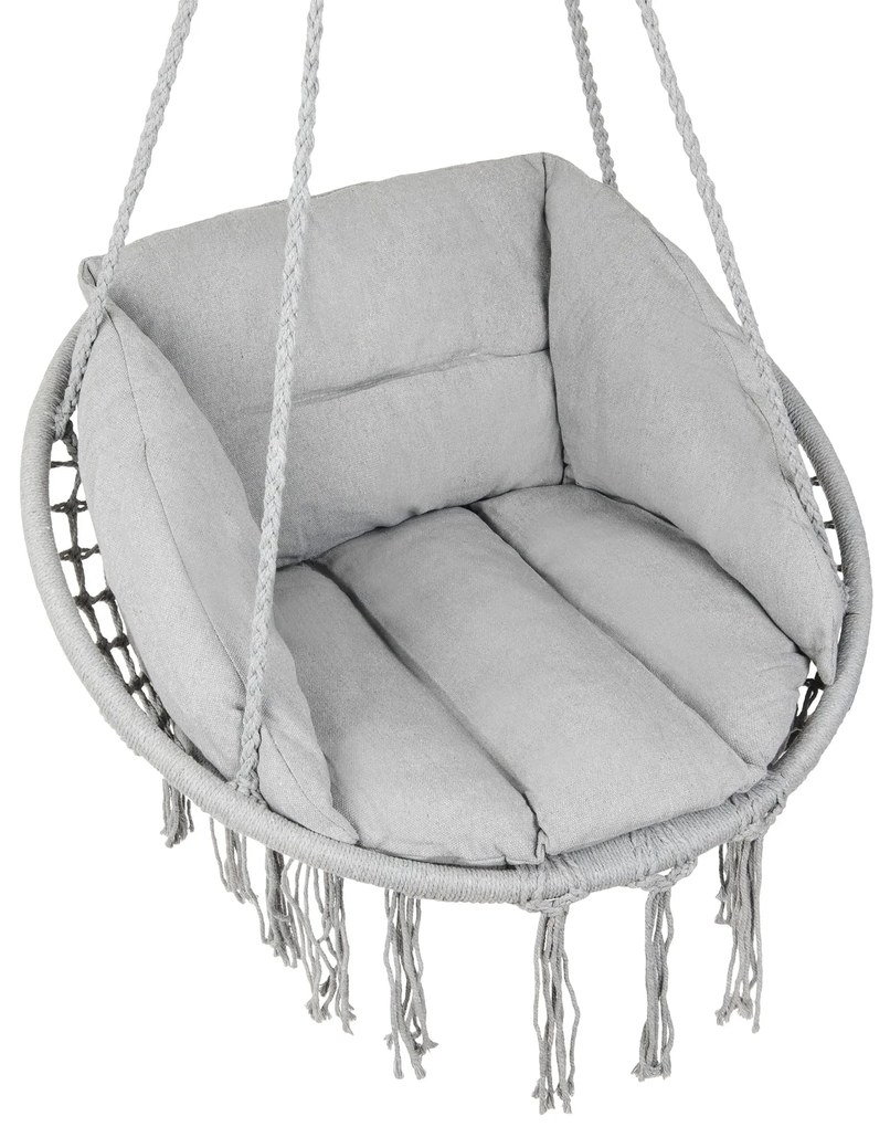 Fotoliu suspendat gri KOLUMBIA cu tapiterie