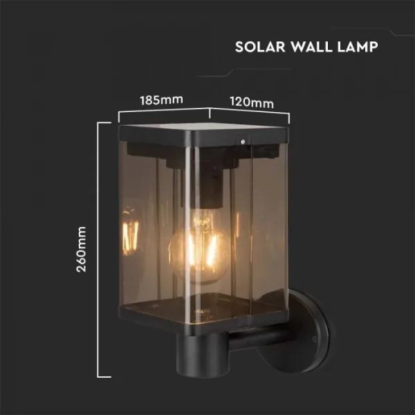 LED lampă solară de perete exterior cu senzor, 2,5W, 3000K, IP54