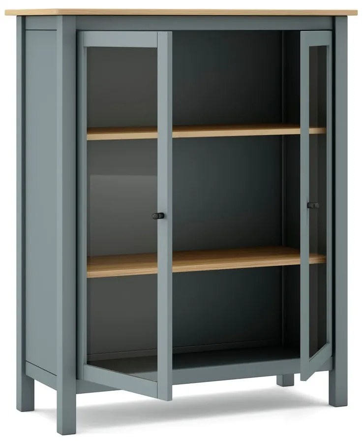 Vitrină verde prăfuit din lemn de pin 90x110x40 cm Misti – Marckeric