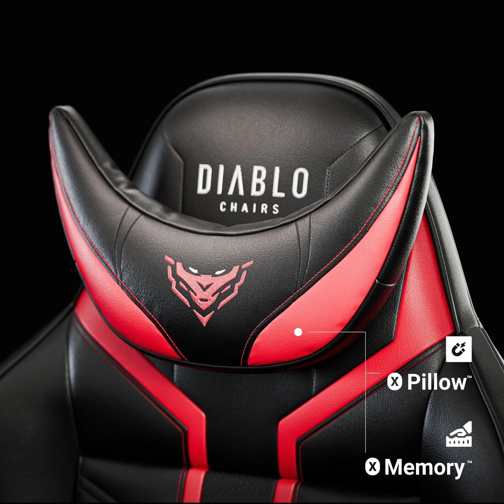 Scaun de gaming Diablo X-Ray 2.0 King Size: Negru-Roșu