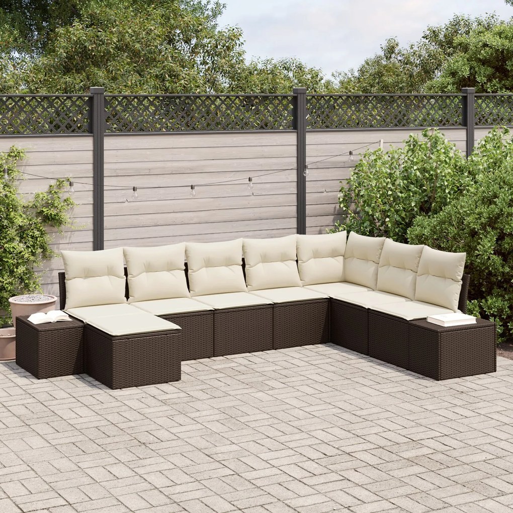 vidaXL Set de canapele pentru grădină cu pernă 8 pcs 319 x 209 x 85 cm
