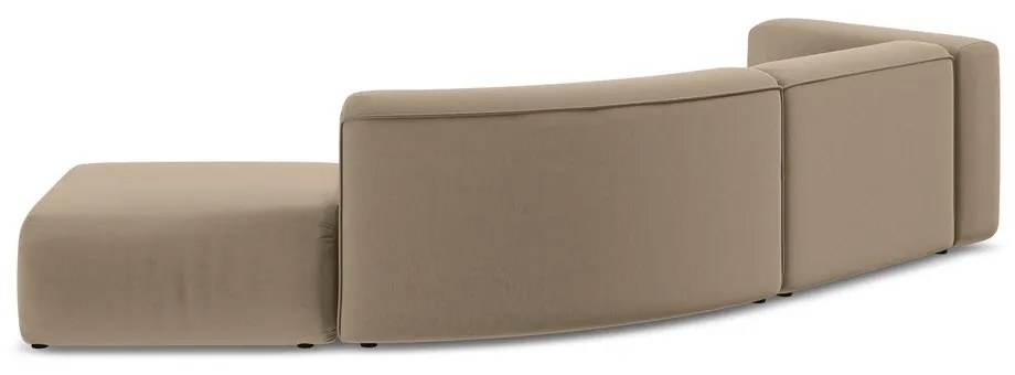 Șezlong bej cu tapițerie din catifea (cu colț pe partea dreaptă) Ekahi – Makamii