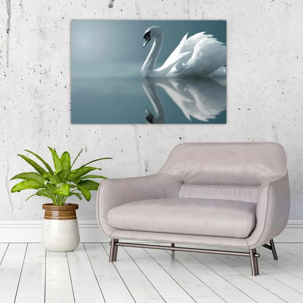 Tablou -Lebădă albă (90x60 cm)