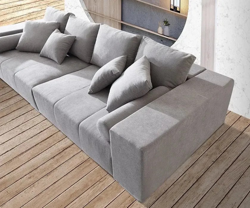 Canapea extensibilă dumonde cu ladă de depozitare si sezut confortabil din spuma high-density, Marbela Enjoy Silver XXL 295x100 cm