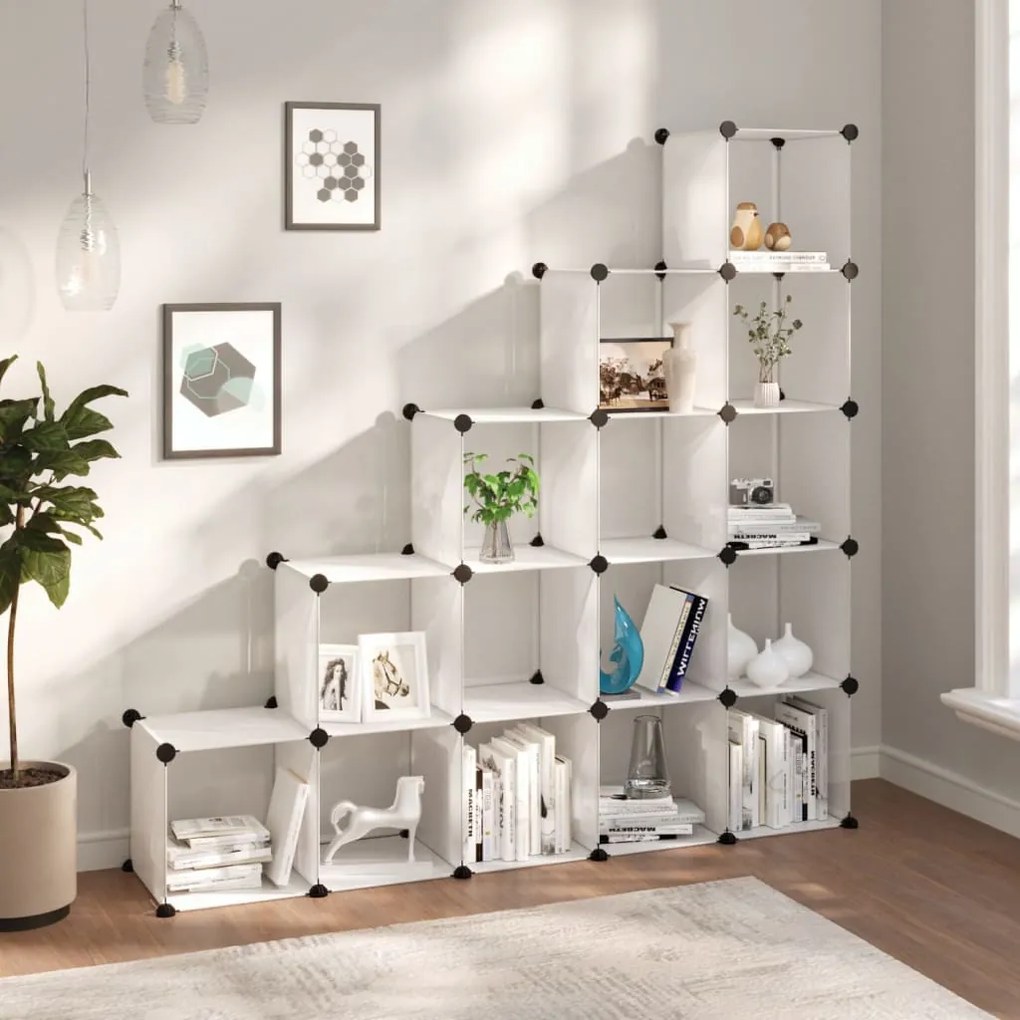 340549 vidaXL Organizator cub de depozitare, 15 cuburi, transparent, PP