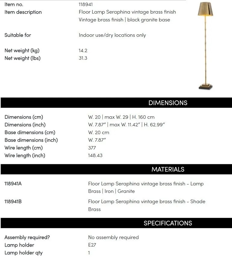 Lampadar, Lampa de Podea LUX, Seraphina