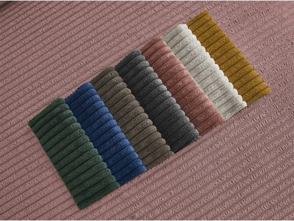 Canapea roz cu tapițerie din catifea reiată 250 cm Tina – Bobochic Paris