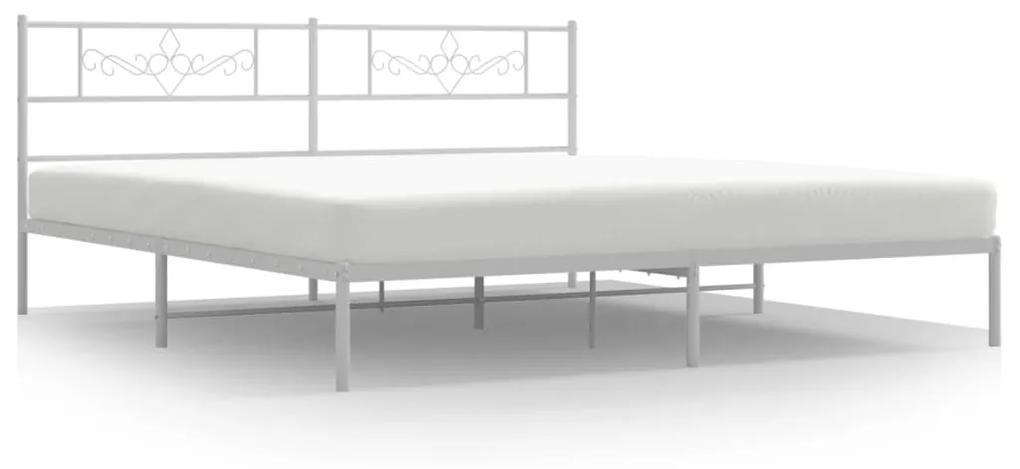 355321 vidaXL Cadru de pat metalic cu tăblie, alb, 183x213 cm
