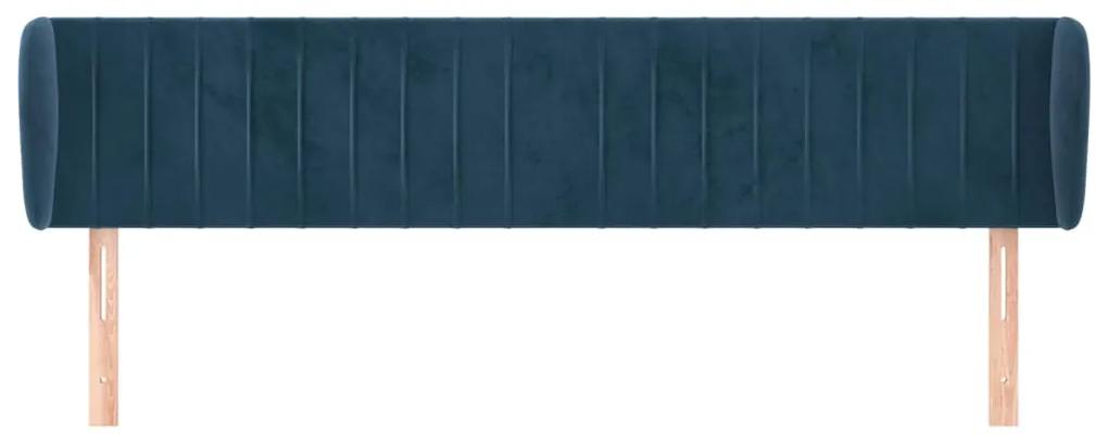 Tablie pat cu aripioare albastru inchis 163x23x78 88 cm catifea 1, Albastru inchis, 163 x 23 x 78 88 cm