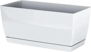 Ghiveci din plastic Coubi Case, cu vas, alb, 24 cm, 24 cm