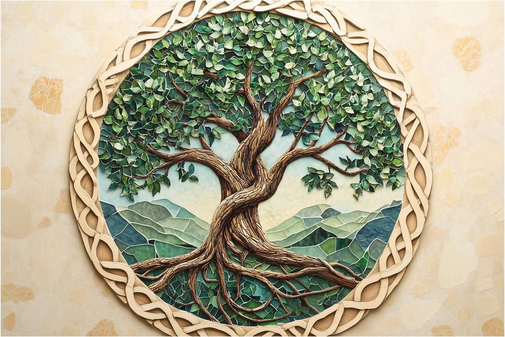 Tablou – Arborele vieții împletit (90x60 cm)