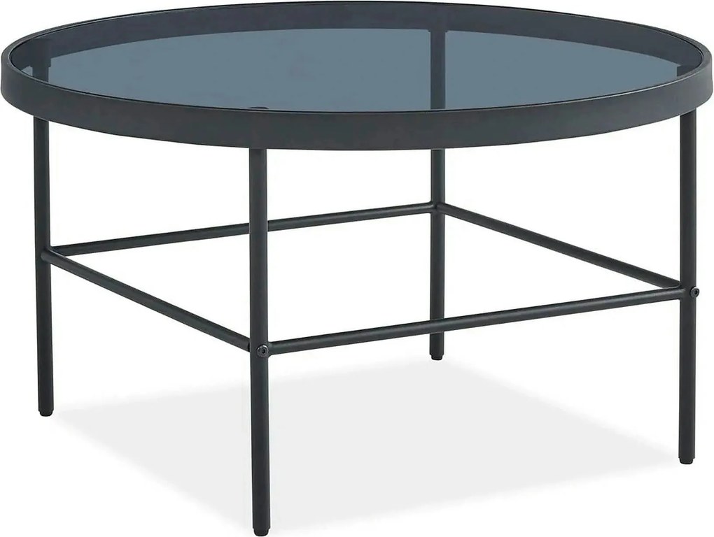 Masuta VANESSA, negru, sticla/metal, 80x80x45 cm