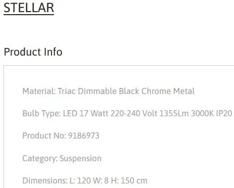Lustra LED design ambiental deosebit Stellar L-120cm, negru