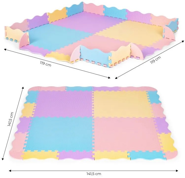 Covoraș din spumă pentru copii în culori pastelate 141 x 141 cm