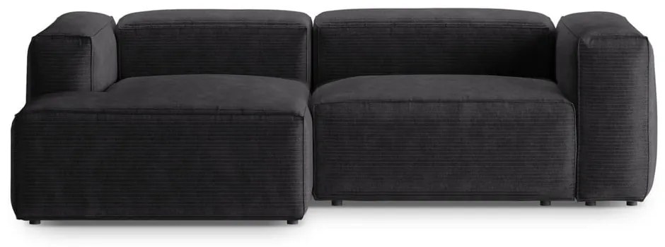 Colțar gri închis cu tapițerie din catifea reiată (cu colț pe partea stângă/cu șezlong) Bergamo – Cosmopolitan Design