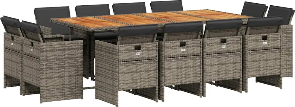 vidaXL Set mobilier de grădină cu perne, 13 piese, gri, poliratan