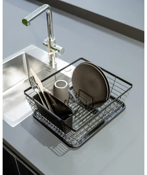 WENKO 54766100 - Scurgător pentru vase Black Outdoor Kitchen, 36 x 30 cm, negru/negru