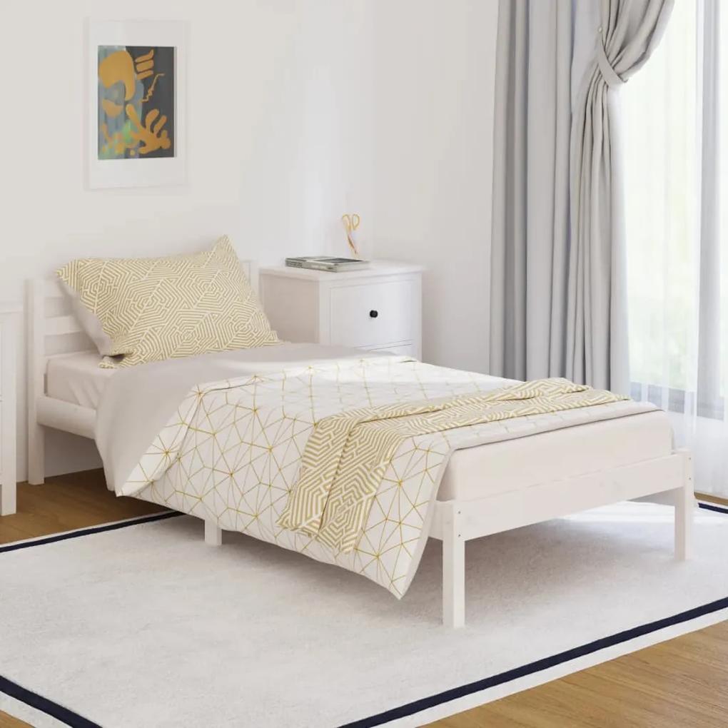 810416 vidaXL Cadru de pat, alb, 90x200 cm, lemn masiv de pin