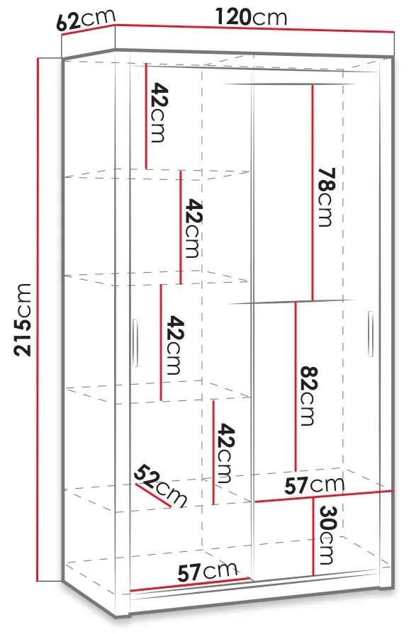 Dulap de haine cu uși culisante Klary SZ120 KE04 (Alb) . 1105733