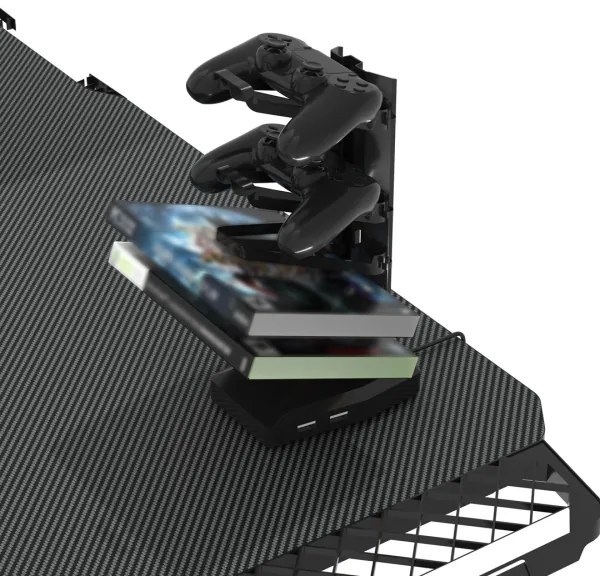 Masă de gaming SNAKE 100x60 cm, iluminare LED RGB, negru